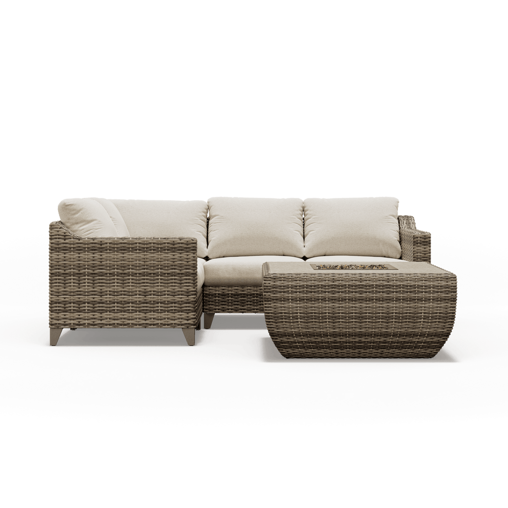 Denali Small Outdoor Sectional with Fire Pit Front View