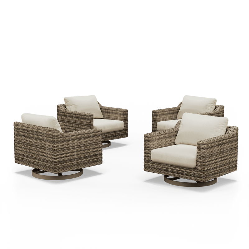 Denali 4 Swivel-Rocking Lounge Chair Outdoor Chat Set - SunVilla Home