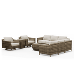 Denali Outdoor Sofa Set with Swivel Chairs and Fire Pit - SunVilla Home