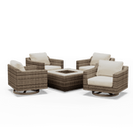 Denali Outdoor Swivel Chat Set with Fire Pit - SunVilla Home
