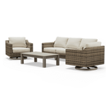 Denali Patio Sofa with Swivel Chairs and Coffee Table - SunVilla Home