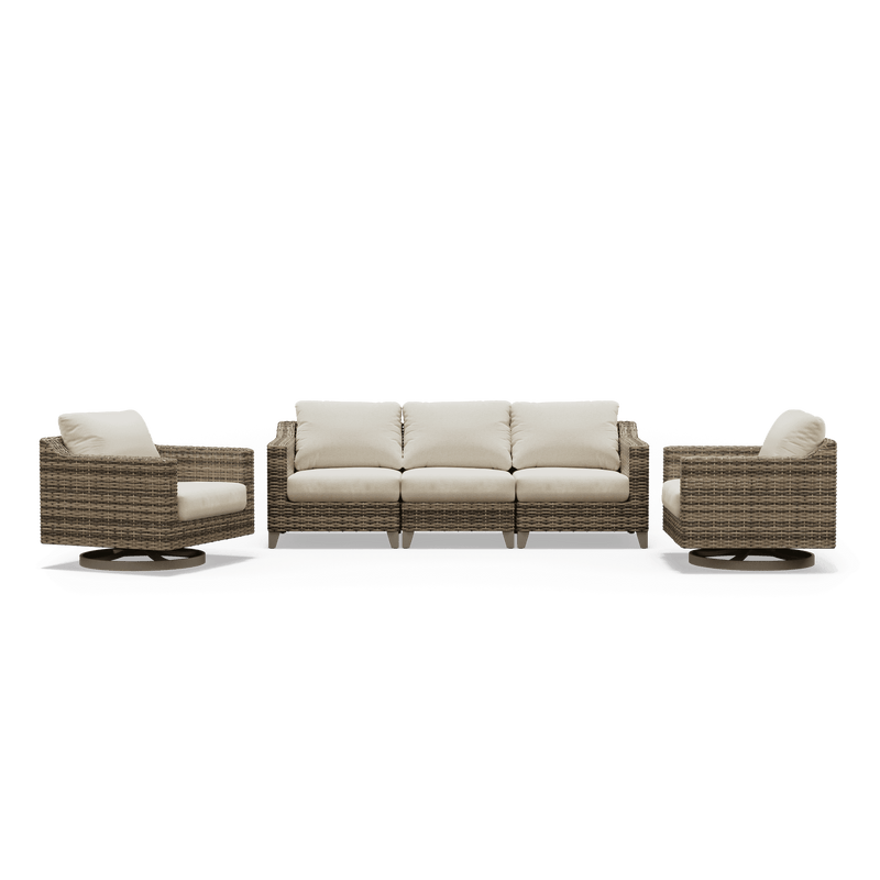 Denali Patio Sofa with Swivel-Rocking Lounge Chair Set - SunVilla Home