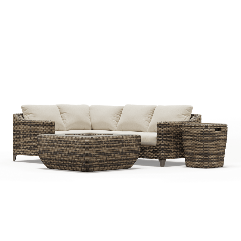 Denali Small Outdoor Sectional with Fire Pit  with end table
